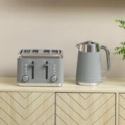 4 Slice Toaster and Rapid Boil Jug Kettle Set with Limescale Filter 3000W Tan