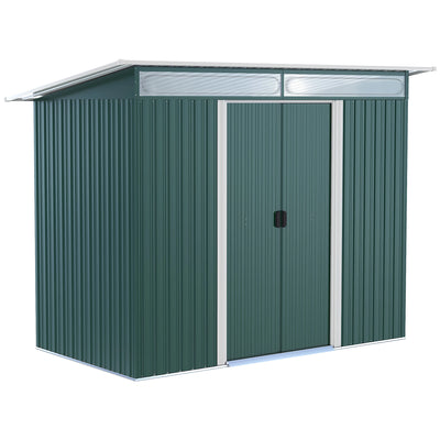 Green Metal Garden Shed Pent Roof Outsunny