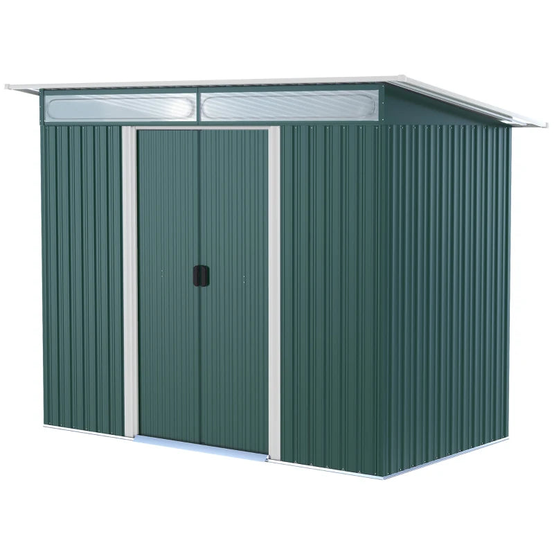 Green Metal Garden Shed Pent Roof