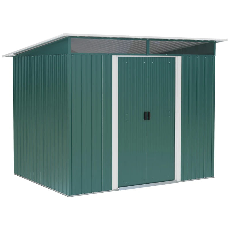 Green Metal Garden Shed Pent Roof
