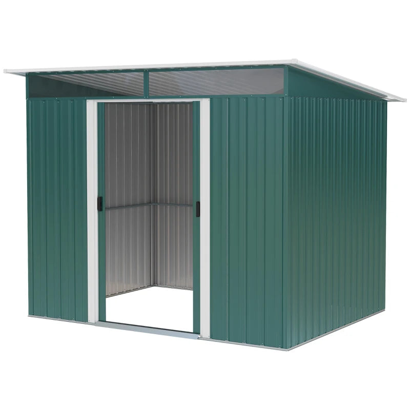 Green Metal Garden Shed Pent Roof