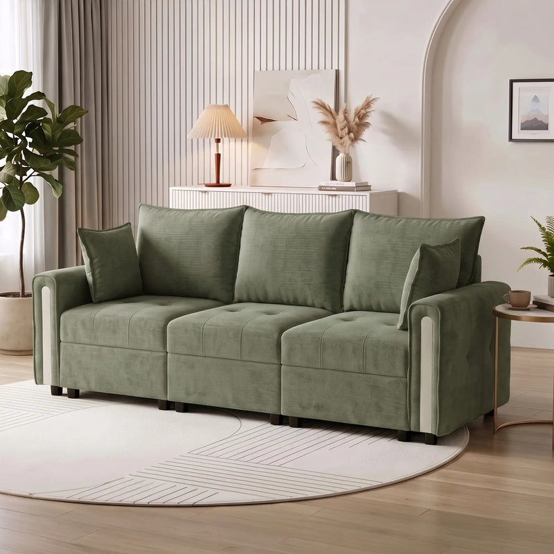 3 Seater Lift-Up Storage Sofa, 228cm Velvet Couch by Homcom