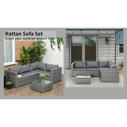 Grey 4 Seater Rattan Corner Garden Sofa Set Outsunny