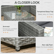 Grey 4 Seater Rattan Corner Garden Sofa Set Outsunny