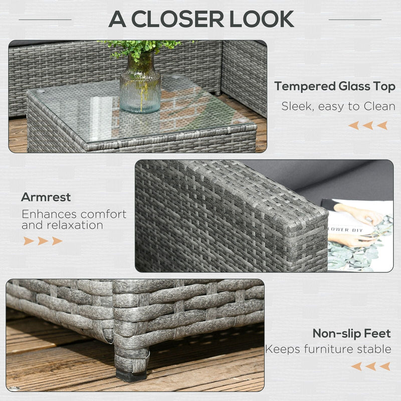 Grey 4 Seater Rattan Corner Garden Sofa Set Outsunny