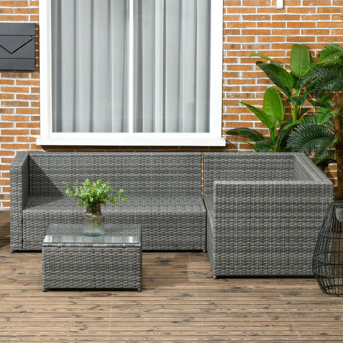 Grey 4 Seater Rattan Corner Garden Sofa Set
