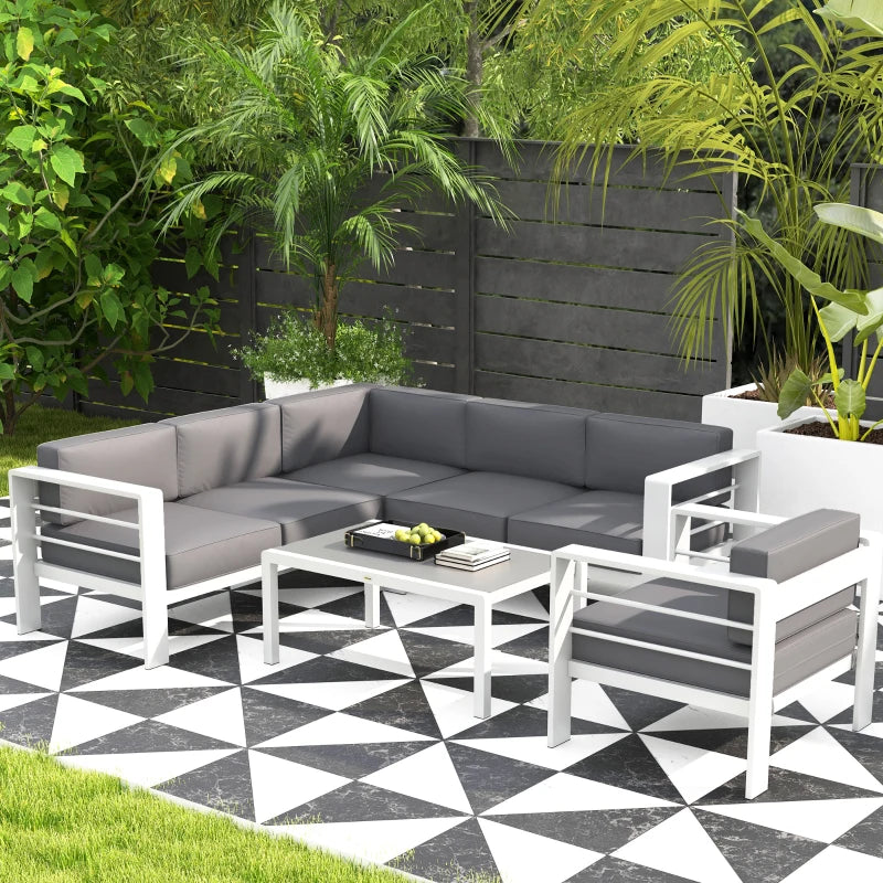 Outsunny Garden Sofa Set With Table, Grey Outsunny