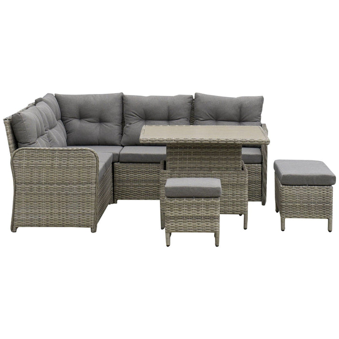 Rattan Corner Sofa With Rising Table