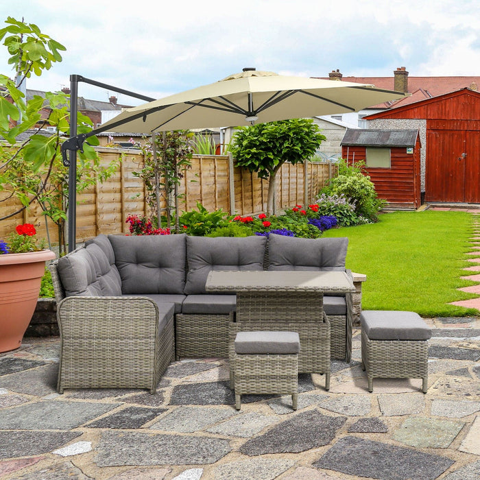 Rattan Corner Sofa With Rising Table