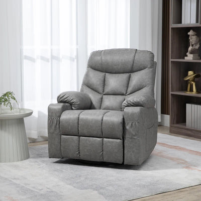 Grey Manual Recliner Chair with Cup Holders Homcom