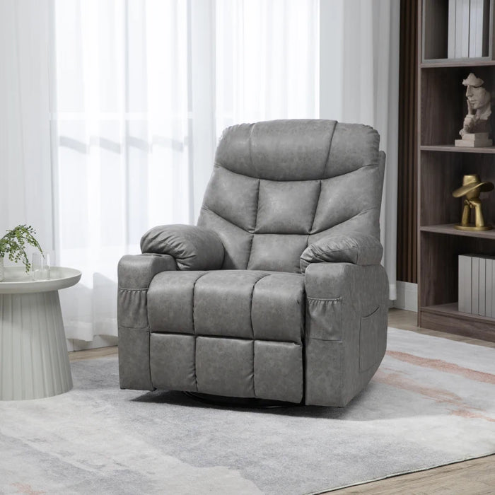 Grey Manual Recliner Chair with Cup Holders