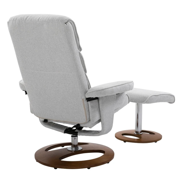 Grey Recliner Chair & Ottoman Set, 360° Swivel Base