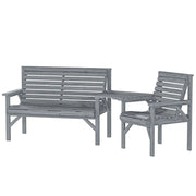 Wooden Garden Furniture Set with Bench Chair and Table for Flexible Outdoor Seating Outsunny