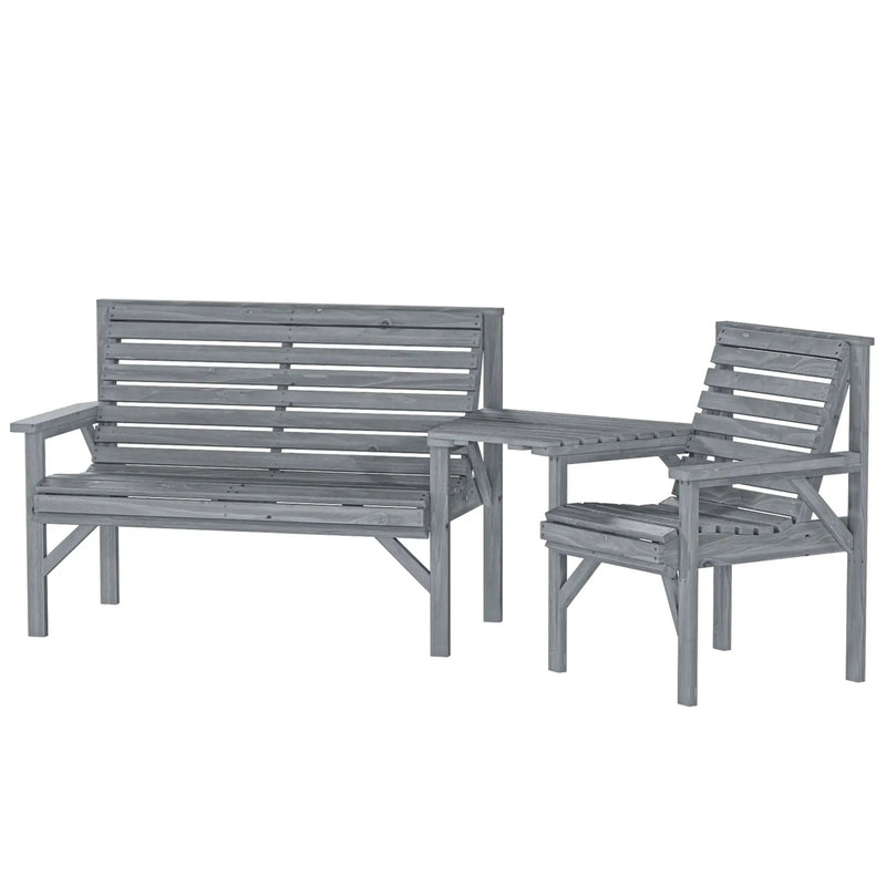 Wooden Garden Furniture Set with Bench Chair and Table for Flexible Outdoor Seating Outsunny