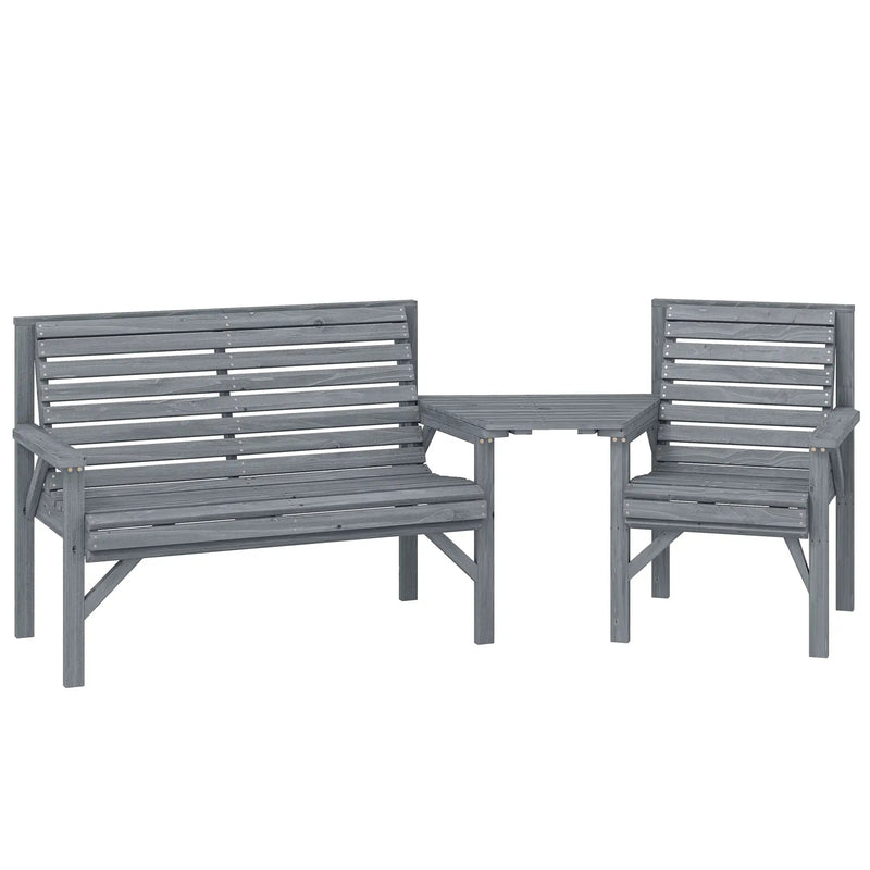 Wooden Garden Furniture Set with Bench Chair and Table for Flexible Outdoor Seating Outsunny