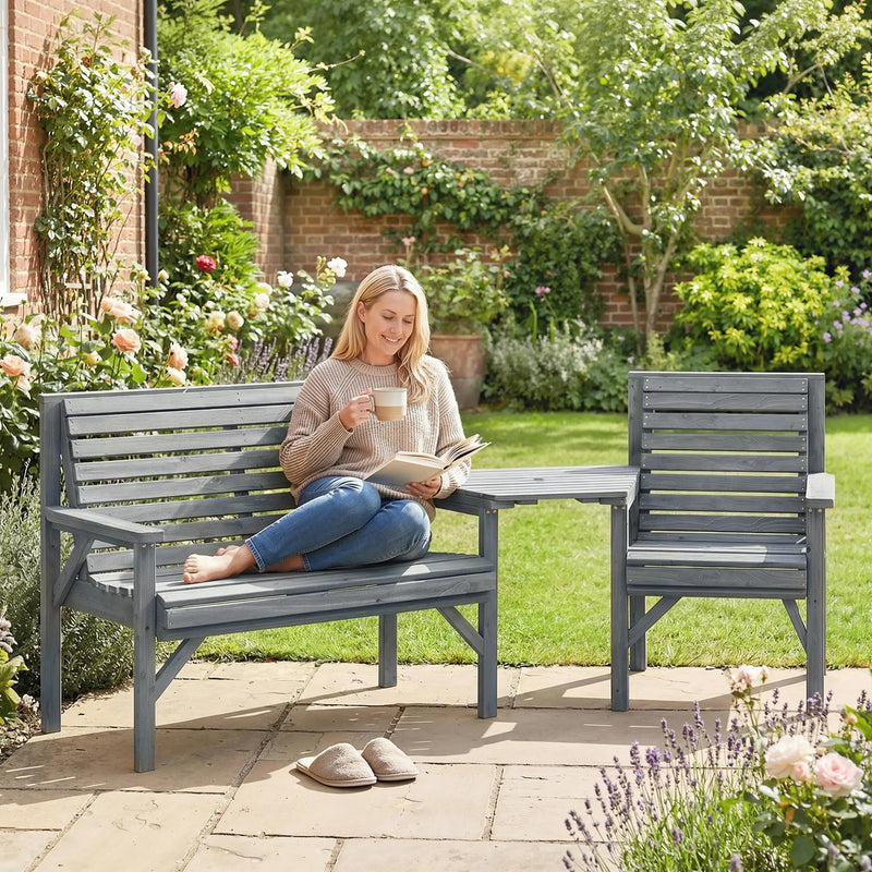 Wooden Garden Furniture Set with Bench Chair and Table for Flexible Outdoor Seating Outsunny