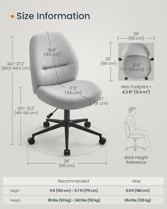 Image of a Grey Fabric Desk Chair With Wheels