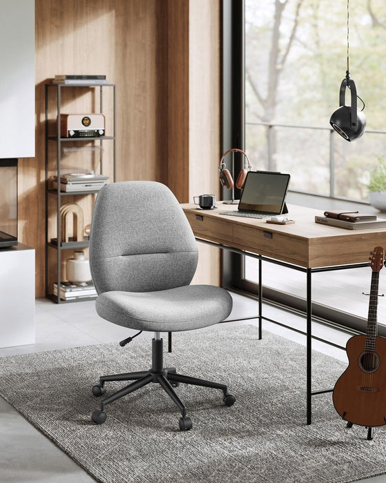 Image of a Grey Fabric Desk Chair With Wheels