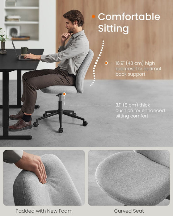 Image of a Grey Fabric Desk Chair With Wheels