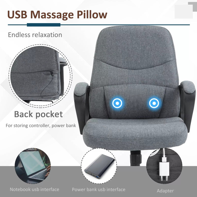 Image of a Grey Fabric Office Chair With Lumbar Support and Massage