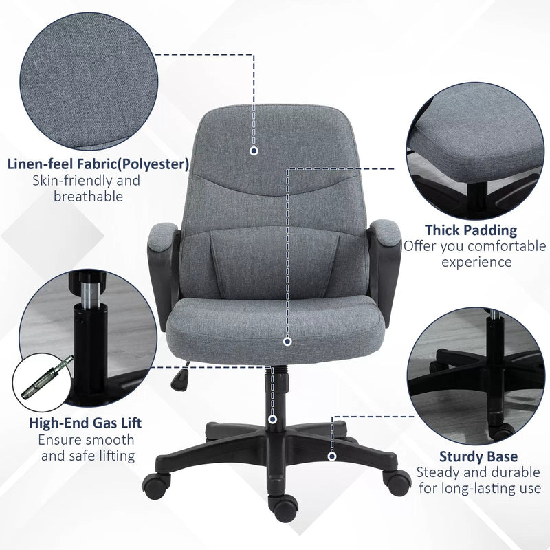 Image of a Grey Fabric Office Chair With Lumbar Support and Massage