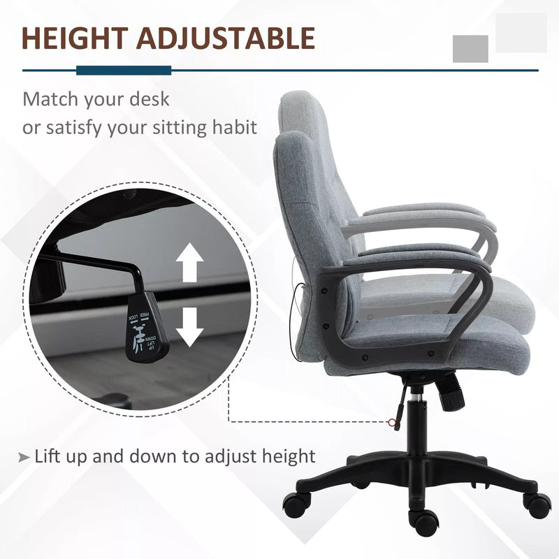 Image of a Grey Fabric Office Chair With Lumbar Support and Massage