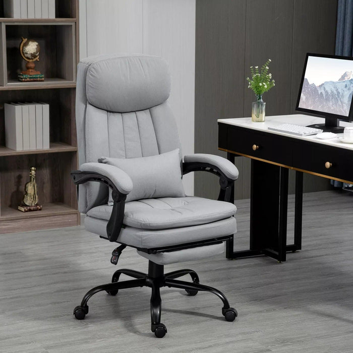 Image of a Grey Heat And Massage Office Chair With Footrest and Swivel Wheels