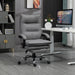 Image of a Grey Heated Massage Office Chair With Footrest and swivel wheels.