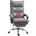 Image of a Grey Heated Massage Office Chair With Footrest and swivel wheels.