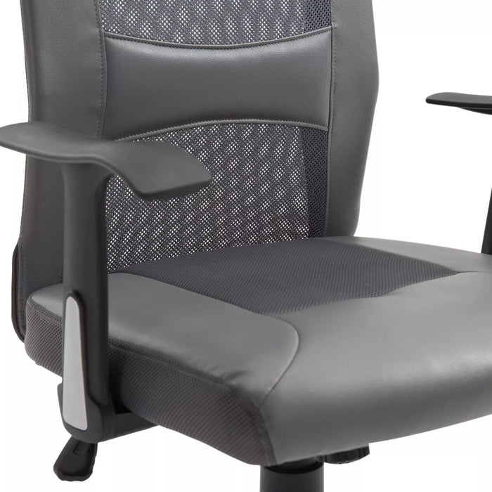 Image of a grey High Back Office Chair With Headrest and swivel wheels