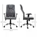 Image of a grey High Back Office Chair With Headrest and swivel wheels