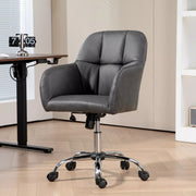 Image of a Grey Leather Desk Chair With Wheels
