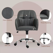 Image of a Grey Leather Desk Chair With Wheels