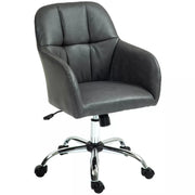 Image of a Grey Leather Desk Chair With Wheels