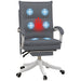 Image of a Grey Leather Heated Massage Executive Office Chair With Footrest and Swivel Wheels