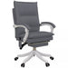 Image of a Grey Leather Heated Massage Executive Office Chair With Footrest and Swivel Wheels