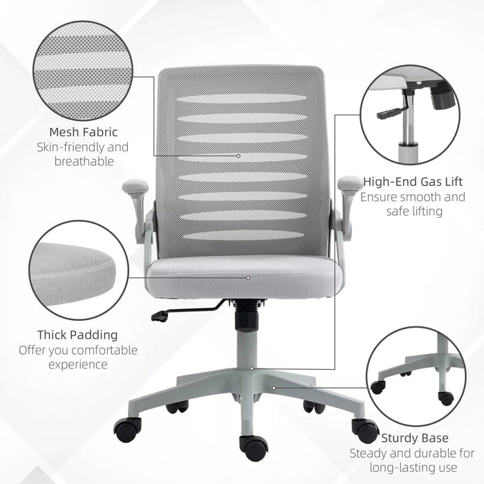 Image of a grey mesh office chair