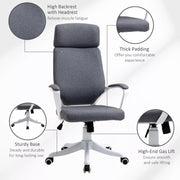 Image of a grey office chair with wheels and lumbar support.