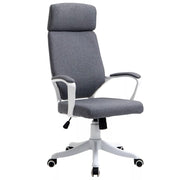 Image of a grey office chair with wheels and lumbar support.