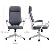 Image of a grey office chair with wheels and lumbar support.