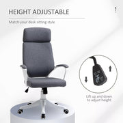 Image of a grey office chair with wheels and lumbar support.