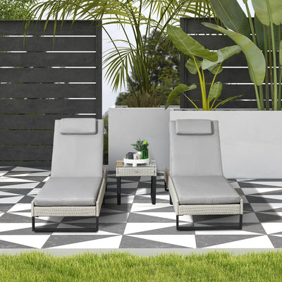 Grey Rattan Sun Lounger Set