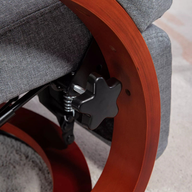 Grey Recliner Chair With Leg Rest and Swivel Base