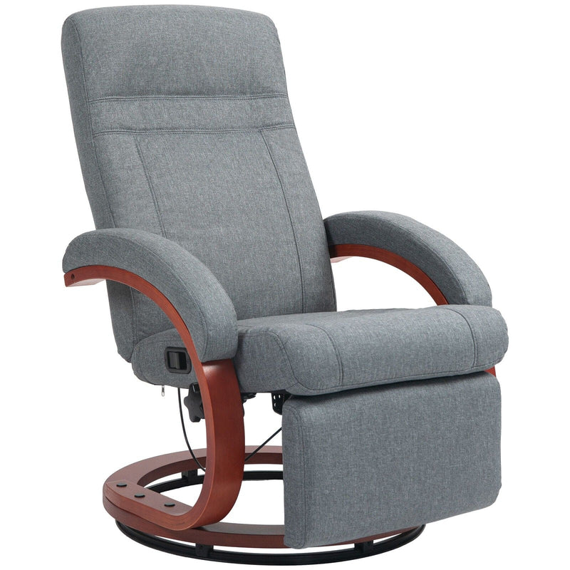 Grey Recliner Chair With Leg Rest and Swivel Base