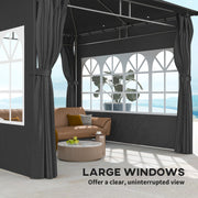 Dark Grey 3 x 3 m Garden Gazebo with Double Roof and Removable Sidewalls by Outsunny