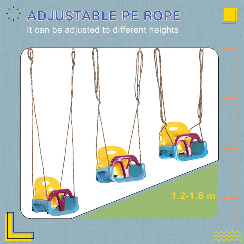 Kids Swing Seat for Safe Indoor and Outdoor Play with Adjustable Ropes Light Blue AOSOM