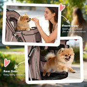 Dog Stroller for Small Dogs with Foldable Frame and Mesh Canopy for Easy Walks Coffee Pawhut