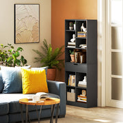 Tall Freestanding Bookshelf with Drawer for Home Office or Bedroom Storage Black