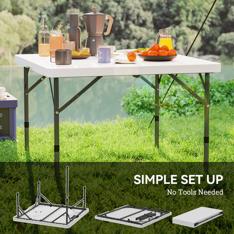 Folding Picnic Table with Adjustable Height for Easy Outdoor Dining White