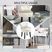 Beige Ice Velvet Dressing Table Stool with Rubber Wood Legs for Bedroom or Living Room by HOMCOM